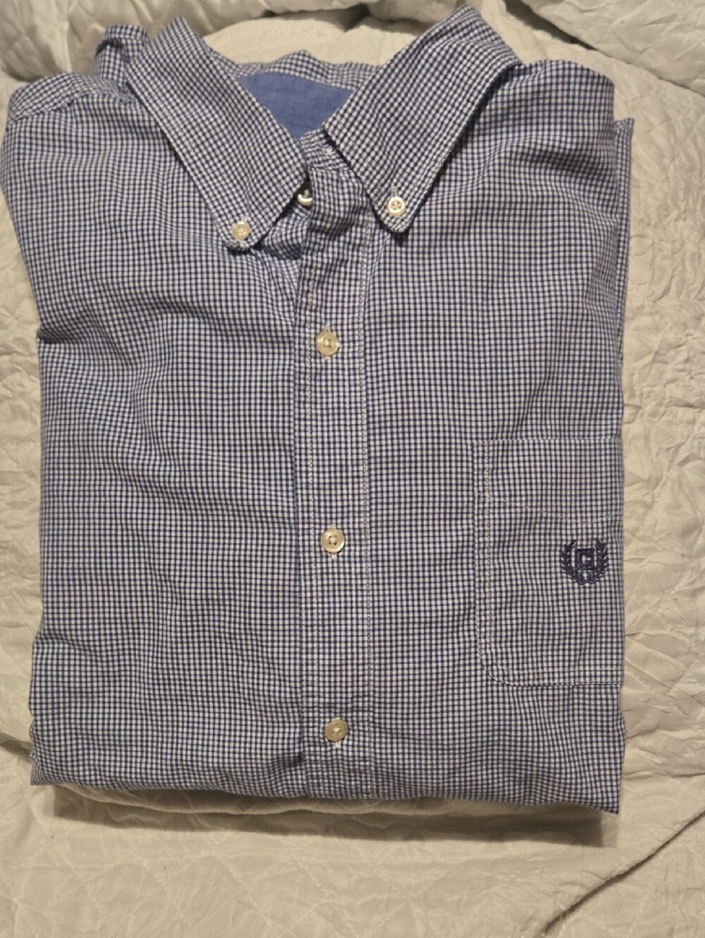 Chaps Blue Pinstripe Button-Down Dress Shirt